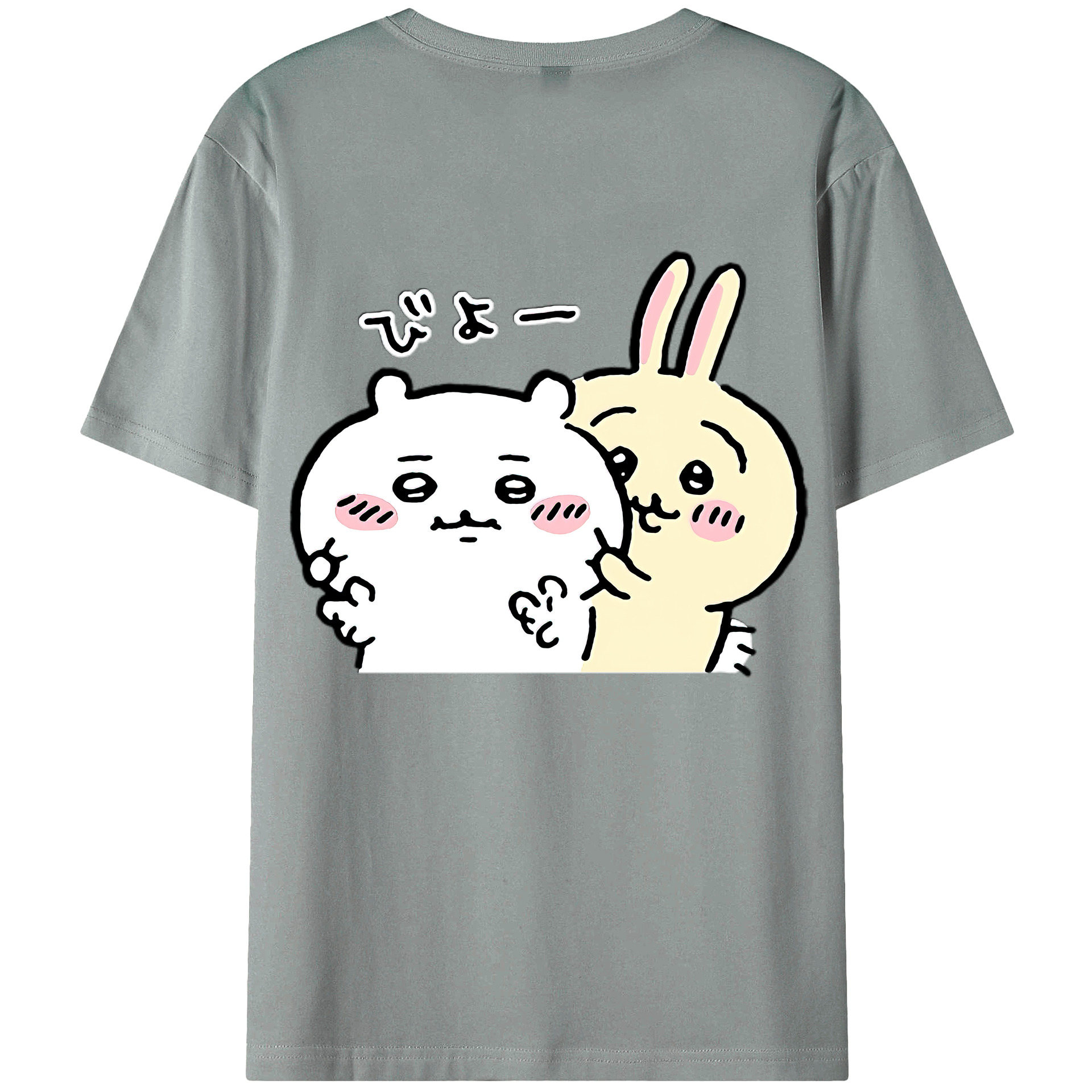 （画像用） ちいかわ うさぎ Chii-kawa usagi 綿100％ メンズ半袖Tシャツ（バックプリント） 通気性